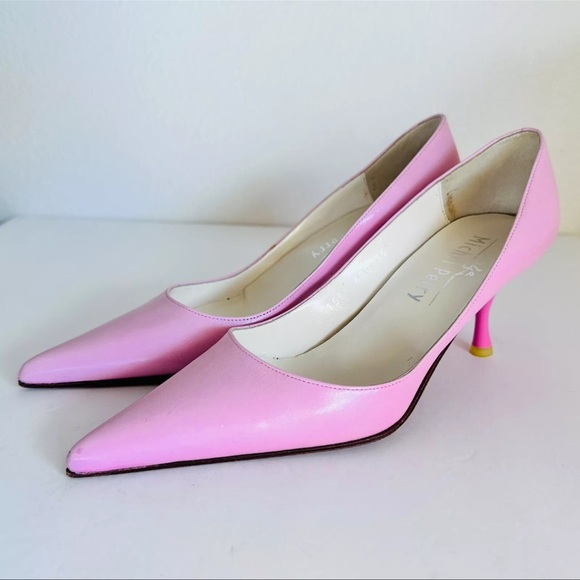 NWOB Michel Perry Pink Pointed Pumps Leather Italy 35.5 US5.5 Vintage Y2K - Picture 6 of 9